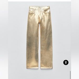NWT Zara Mid-Rise Boyfriend Jeans in Gold
